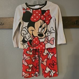 5/$10 Disney Minnie Mouse Kids Pajama Set - Red and White